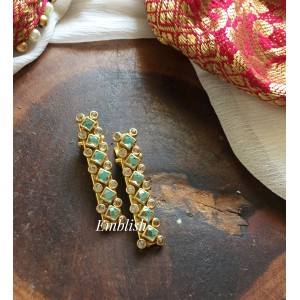 Diamond with White stone Kundan Alligator Hair Clip - Pastel Blue.