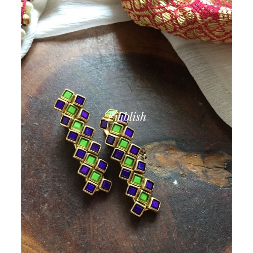 Diamond Kundan Hair Clip -  violet with Green