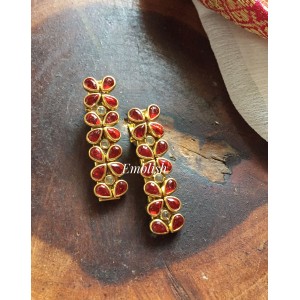 Four Petal Kundan Alligator Hair Clip - Red.