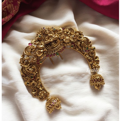 Antique Lakshmi with Intricate Double Haathi Peacock Curve Choti