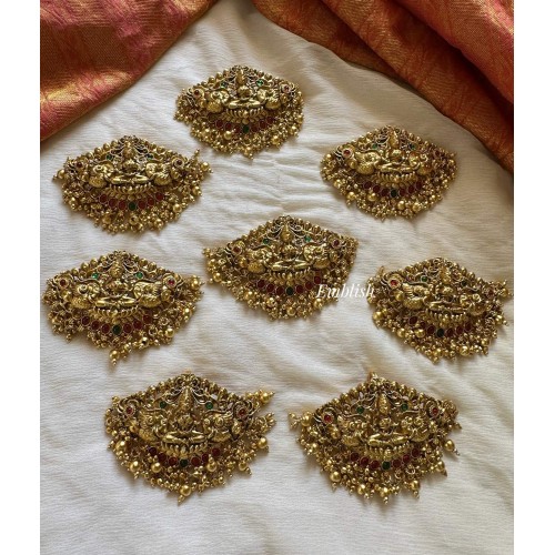 Antique Kemp Lakshmi Double Peacock Gold Drops Jada Billa