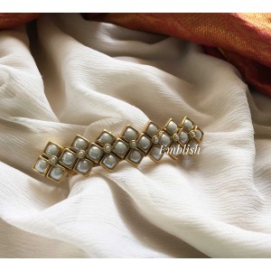 White Pearl Kundan Hair Clip