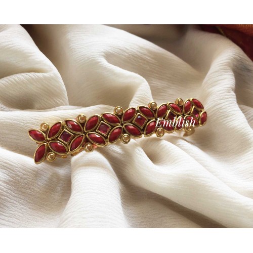 Red Leaf Kundan Hair Clip