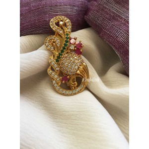 AD stones Circle with leaf Saree Pin