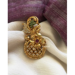 Flower with Leaf Saree Pin