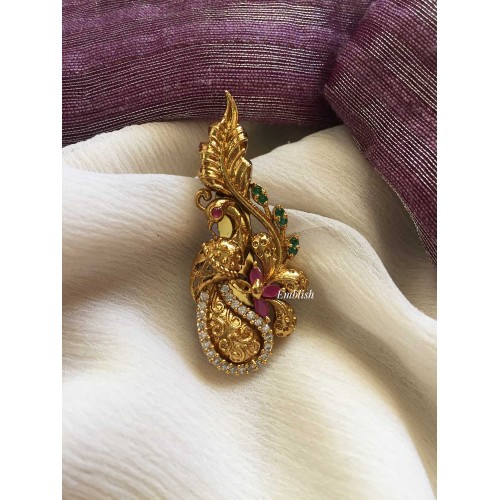 Peacock Flower Saree Pin