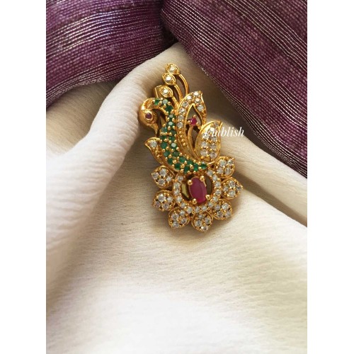 Peacock with Flower saree pin