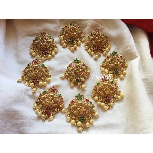 Lakshmi with Haathi Flower with pearl and gold Drops Jada Billa