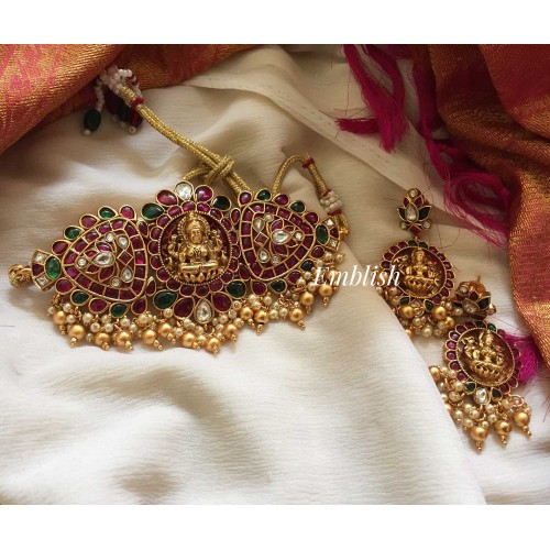 Kemp Lakshmi dual beads gold alike high neck choker 