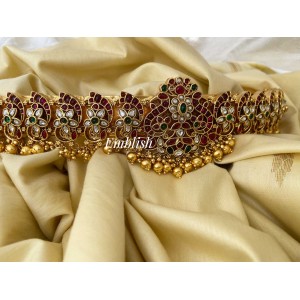 Flower Gold alike Double Peacock Kemp Hipbelt with Gold beads.