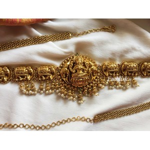 Gold alike Lakshmi with Intricate Hathi Hipchain.