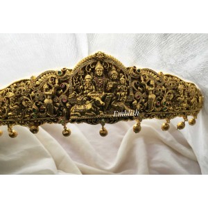 Gold alike antique finish intricate work Lord Shiva Parvathi parivar Hipbelt