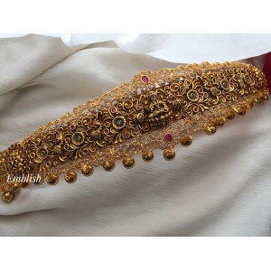 Antique Lakshmi with double peacock gold drops Hipbelt