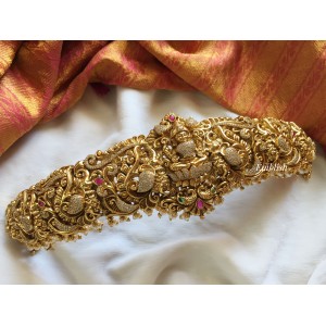 Gold alike Antique Ad Lakshmi with Double Haathi Peacock Hipbelt.