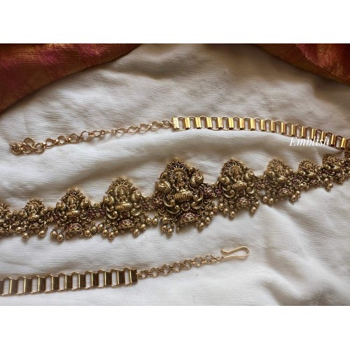 Kemp Lakshmi jhumka drop hipchain -Red 