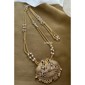 Impon Lakshmi with Haathi Pendant Double layer Chain Long Neckpiece 