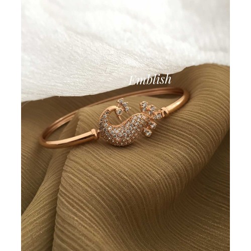 Rose gold peacock Ad stones embedded kada 