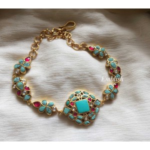 Antique Kundan Jadau Bracelet - Pastel Blue