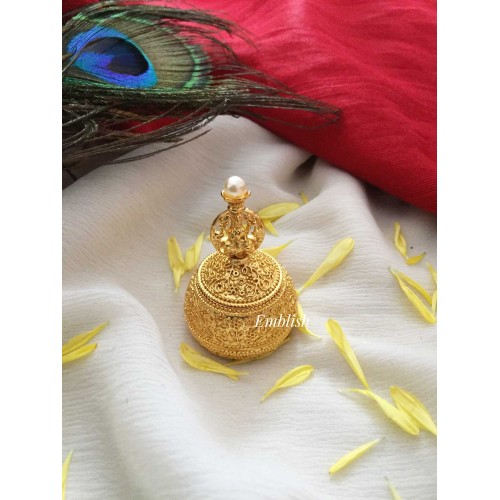 Gold alike Intricate work Lakshmi with Pearl Kumkum Box.