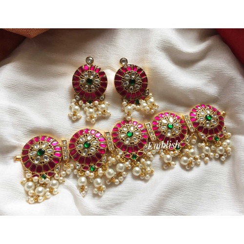 Kundan Jadau Flower double pearl Choker set