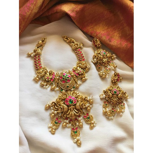 Antique Kundan jadau Flower Intricate Neckpiece 