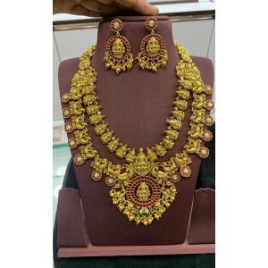 Kundan Jadau Gold alike Lakshmi intricate Peacock Haathi Neckpiece