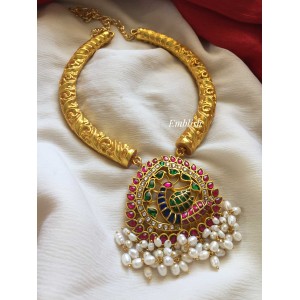 Kundan Jadau Peacock with Pearl beads Hasli Neckpiece