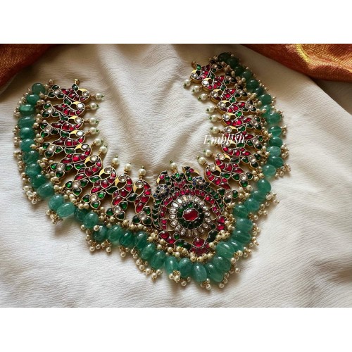 Grand Kundan Jadau Flower with Double Peacock Short Neckpiece 