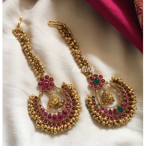 Flower jhumka gold  bunch tikka