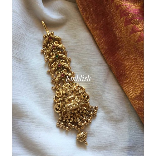 Lakshmi double Peacock gold beads tikka 