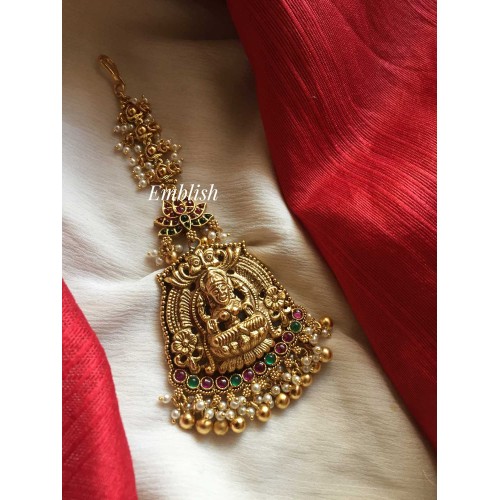 Gold alike Lakshmi lotus dual beads tikka 