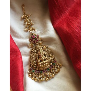 Dual beads antique gold Lakshmi tikka 