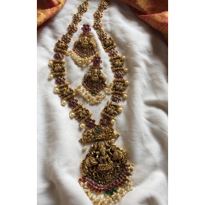 Antique Kemp Lakshmi with Double Peacock Flower Neckpiece