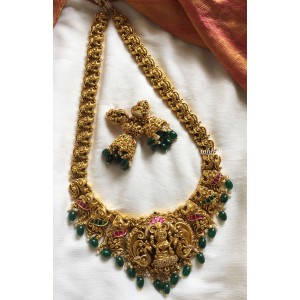 Kundan Jadau Lakshmi with 3d Double Peacock Neckpiece - Long