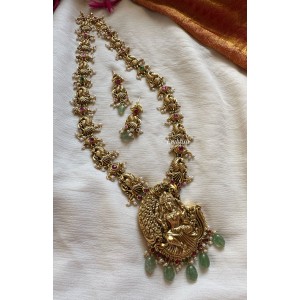 Peacock Lakshmi Pastel bead Pearl Drop Neckpiece