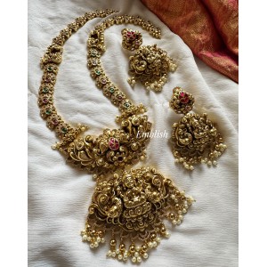 Kundan Jadau Lakshmi with Peacock Intricate Flower Neckpiece - Long