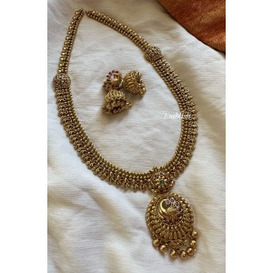 Antique vintage style Peacock Pendant Long Neckpiece