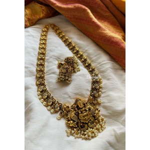 Gold alike Ad Lakshmi with Double Peacock Long Neckpiece 