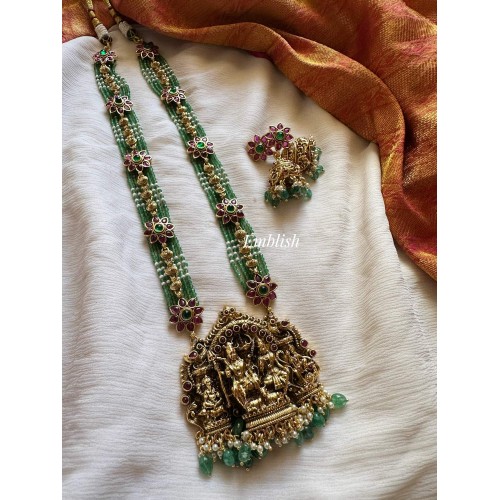 Royal Antique Shivan Pendant Kemp Flower Green Bead Long Neckpiece