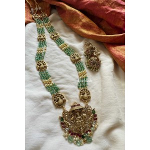 Antique Lakshmi Mahal Green Pearl Bead Long Neckpiece