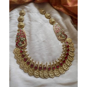 Grand Kundan Jadau Lakshmi Coin Peacock Lakshmi Haram