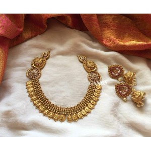 Lakshmi Coin Peacock Motif kemp Short Neckpiece