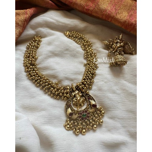 Antique Lakshmi Pendant Kemp Flower Gold Bunch Neckpiece