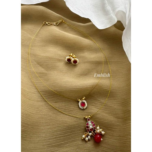 Kundan Jadau Lotus Layer Invisible Chain Set