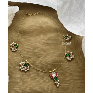 Kundan Jadau small Lotus Thilak Drop Invisble Chain Neckpiece 
