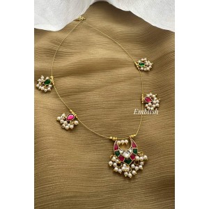 Kundan Jadau Unique Pendant Invisible Chain Neckpiece 