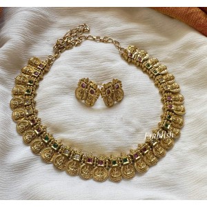 Gold alike Antique Kemp Lakshmi Coin Neckpiece