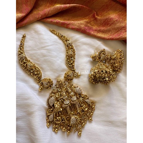 Antique Krishna Radha with Double Peacock Neckpiece.