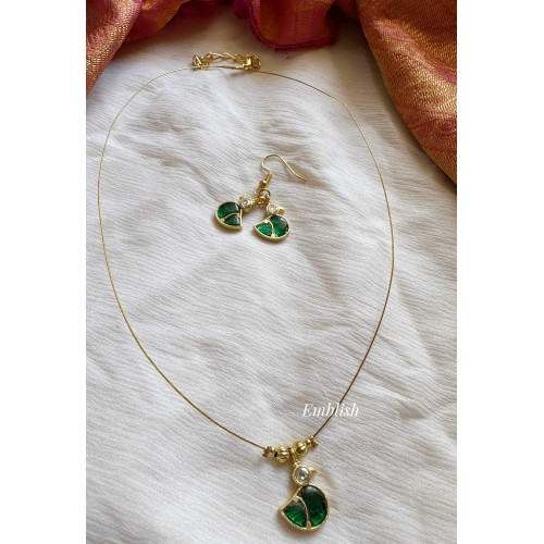 Kundan Jadau Swan Invisible Chain Set - Green 