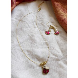 Kundan Jadau Swan Invisible Chain Set - Red